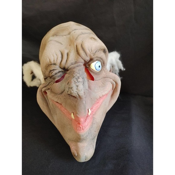 NWT Scary Old Winking Man Halloween Mask W Hair by Hidden Illusions